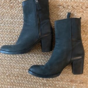 Boots Black Heeled Leather Boots